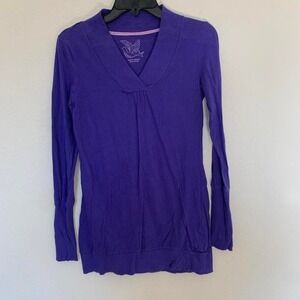 Energie Lavender Women's Large  V-Neck Long Sleeve Shirt 100% Cotton